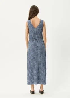Dresses<Afends Shipwreck  - Seersucker Maxi Dress Marlin