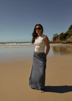 Skirts<Afends Shipwreck  - Seersucker Maxi Skirt Marlin