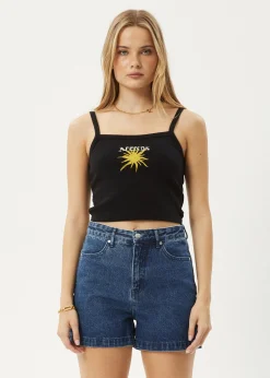 Sleeveless<Afends Sky High  - Rib Singlet Black