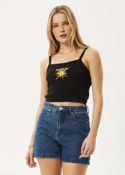Sleeveless<Afends Sky High  - Rib Singlet Black