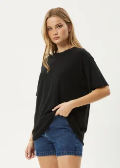 Tees & Shirts|Essentials<Afends Slay  - Oversized Tee Black