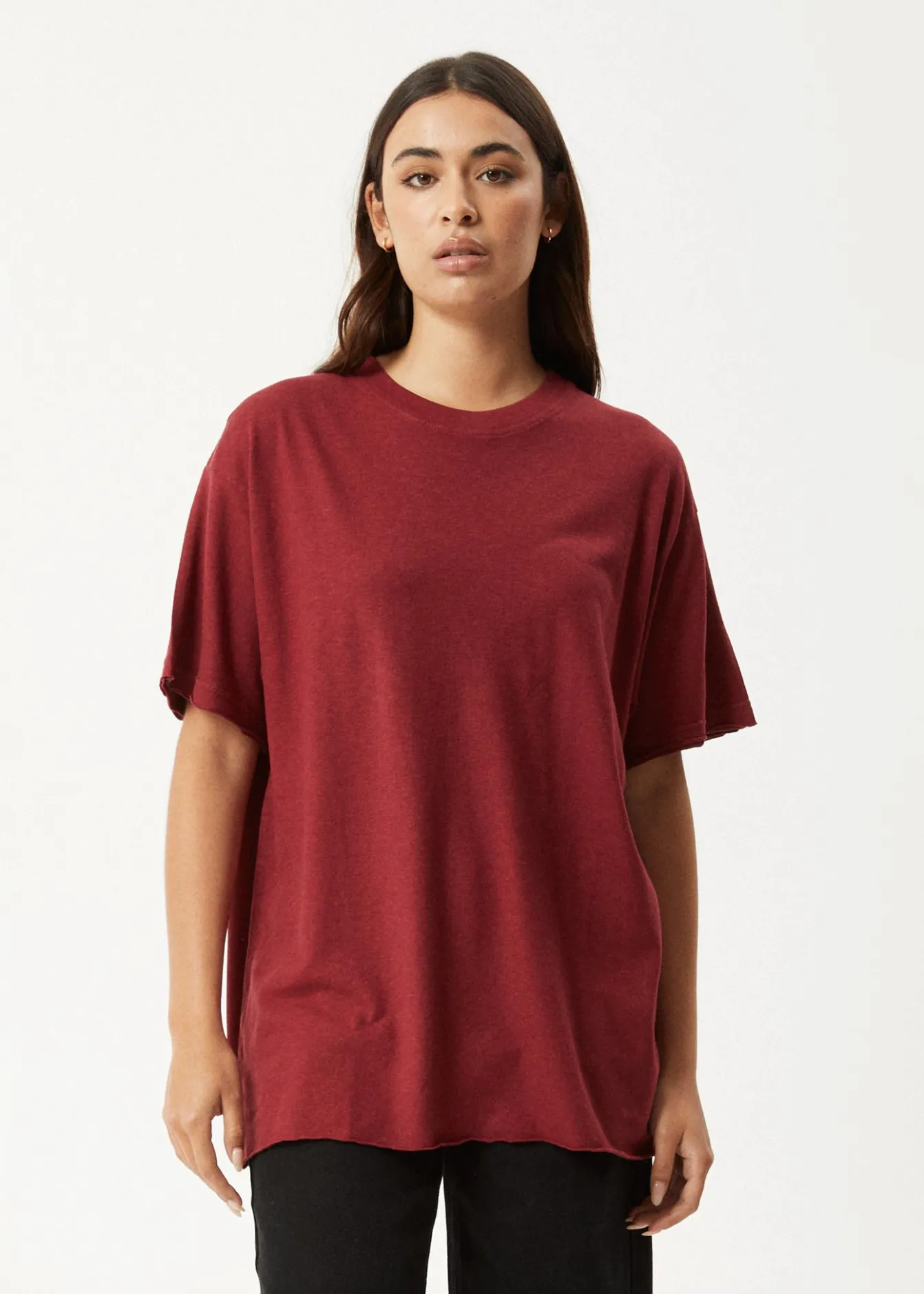 Tees & Shirts|Essentials<Afends Slay - Oversized Tee Burgundy