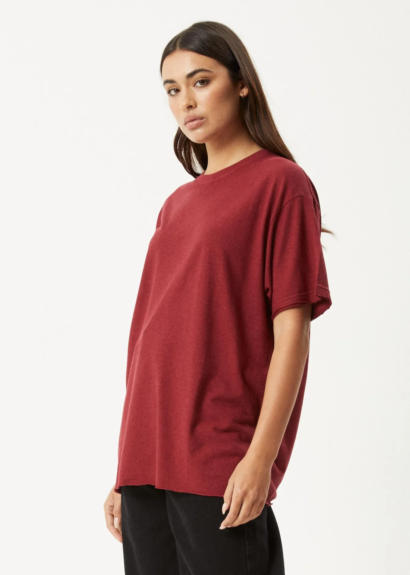 Tees & Shirts|Essentials<Afends Slay - Oversized Tee Burgundy