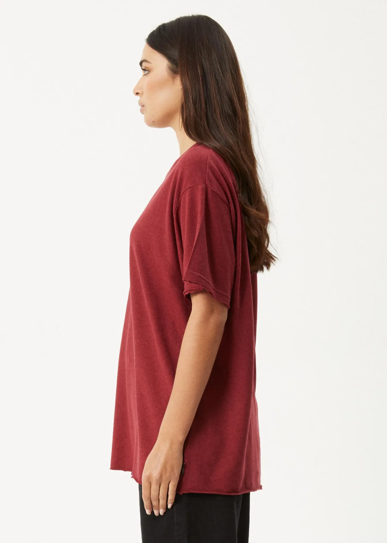 Tees & Shirts|Essentials<Afends Slay - Oversized Tee Burgundy