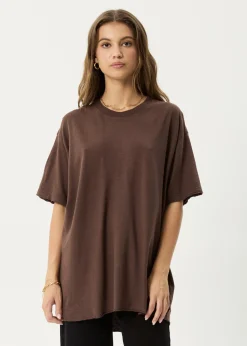 Tees & Shirts|Essentials<Afends Slay  - Oversized Tee Coffee