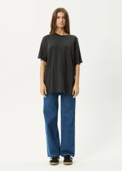 Tees & Shirts|Essentials<Afends Slay  - Oversized Tee Stone Black