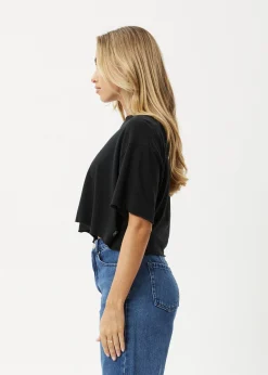 Tees & Shirts|Essentials<Afends Slay Cropped  - Oversized Tee Black