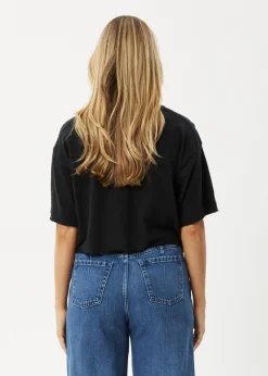 Tees & Shirts|Essentials<Afends Slay Cropped  - Oversized Tee Black