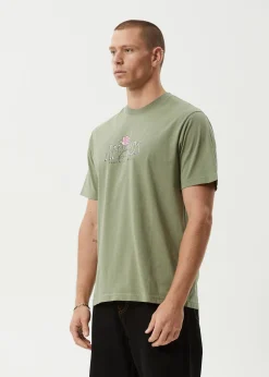T-Shirts<Afends Smell The Roses  - Retro Tee Oil Green