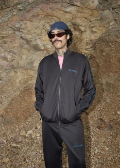 Jackets<Afends Spinal  - Track Zip Up Jacket Black