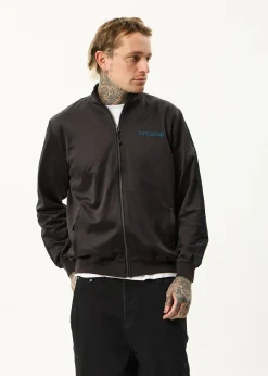 Jackets<Afends Spinal  - Track Zip Up Jacket Black