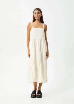 Dresses<Afends Splice  - Maxi Dress White / Lemongrass