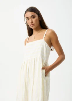 Dresses<Afends Splice  - Maxi Dress White / Lemongrass