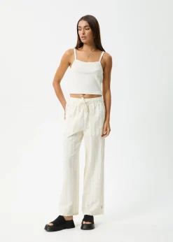 Pants|Sets & Co-Ords<Afends Splice  - Seersucker Wide Leg Pant White / Lemongrass