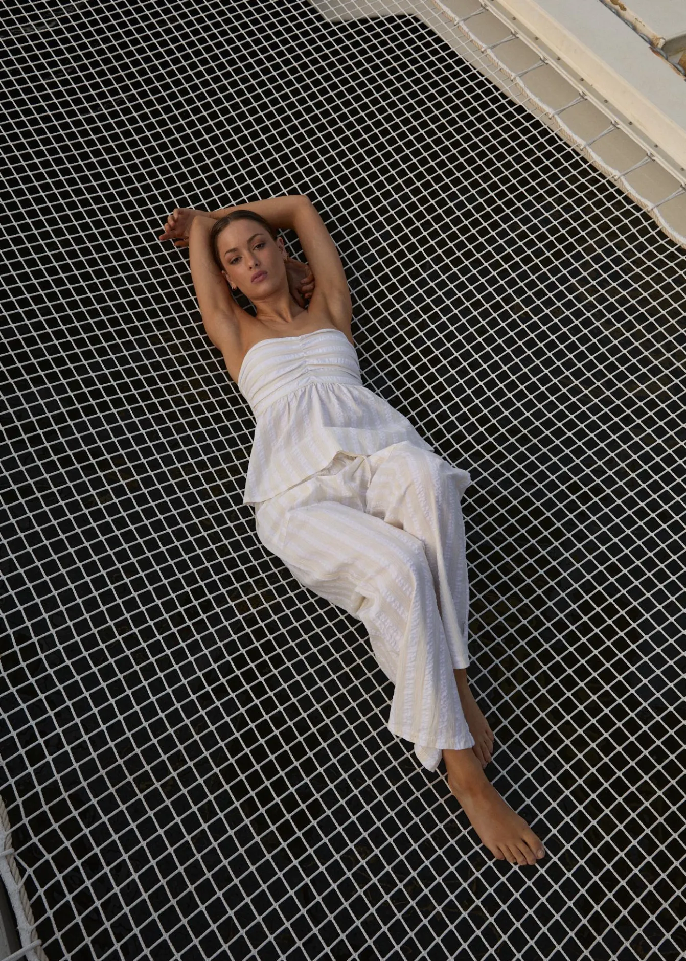Pants|Sets & Co-Ords<Afends Splice - Seersucker Wide Leg Pant White / Lemongrass