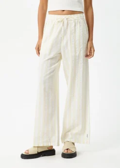Pants|Sets & Co-Ords<Afends Splice - Seersucker Wide Leg Pant White / Lemongrass