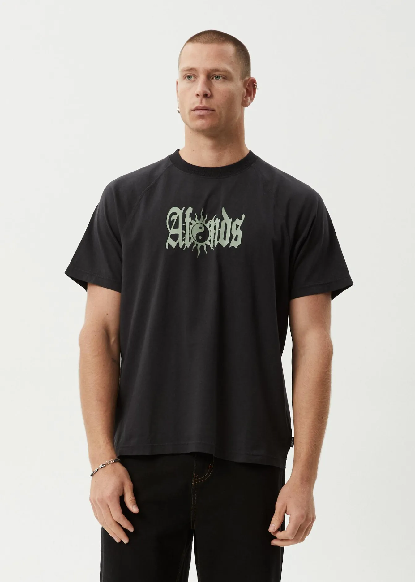 T-Shirts<Afends Sun Bite - Raglan Boxy Tee Stone Black