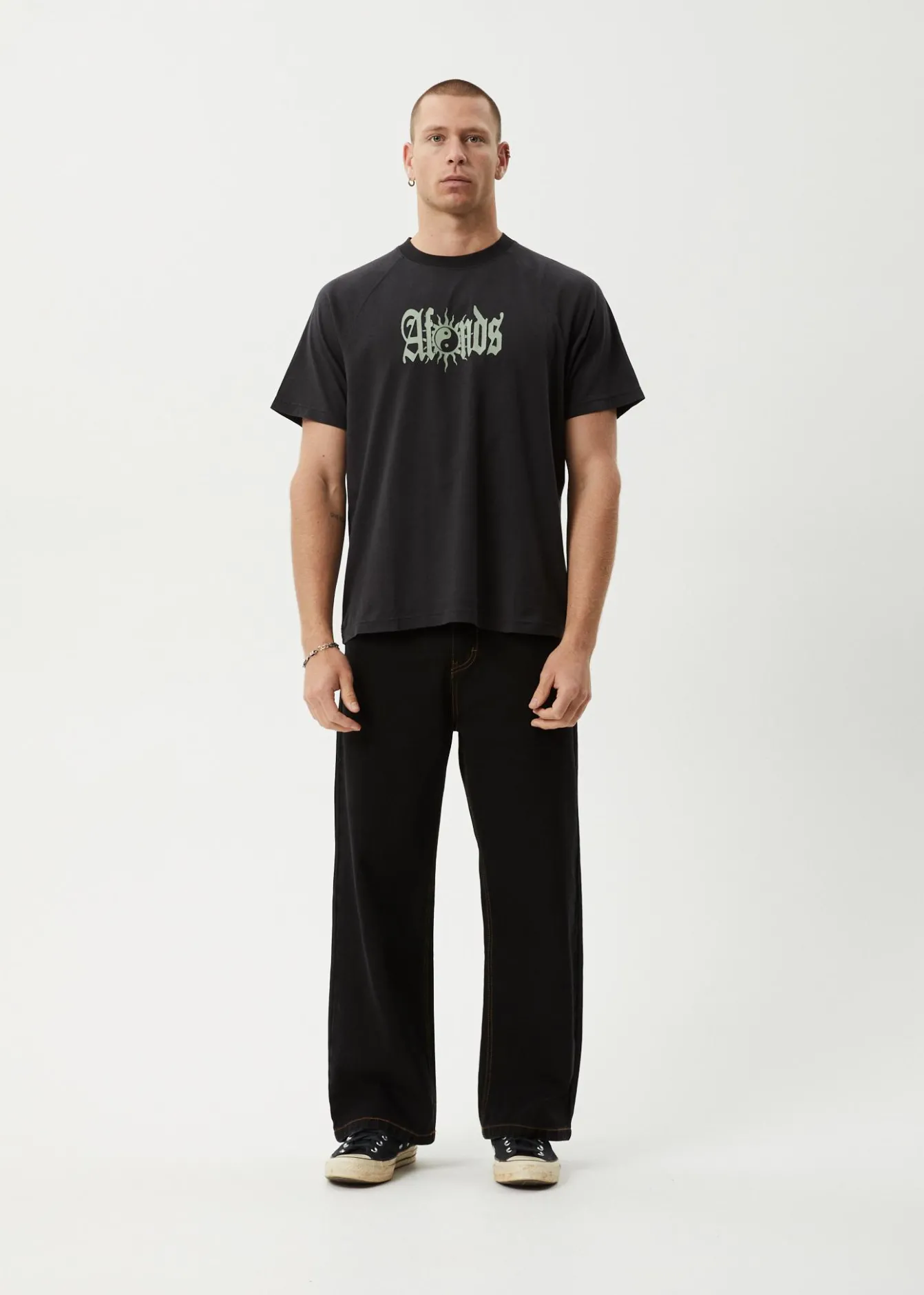 T-Shirts<Afends Sun Bite - Raglan Boxy Tee Stone Black