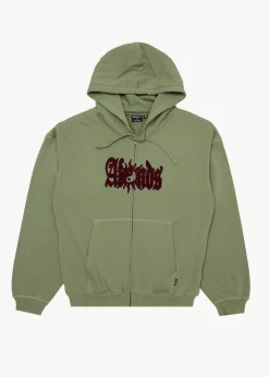 Sweaters & Hoodies<Afends Sun Bite  - Zip Hood Oil Green