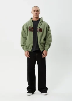 Sweaters & Hoodies<Afends Sun Bite - Zip Hood Oil Green
