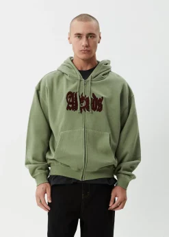 Sweaters & Hoodies<Afends Sun Bite - Zip Hood Oil Green