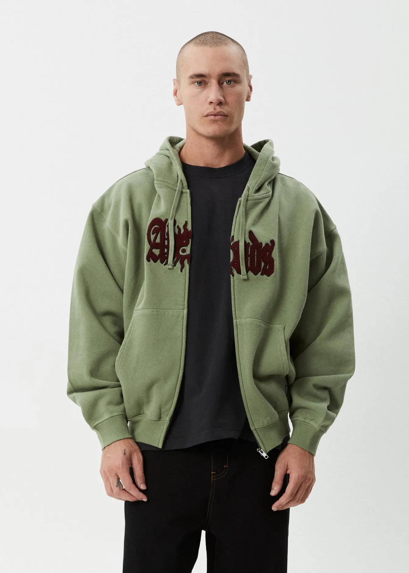Sweaters & Hoodies<Afends Sun Bite - Zip Hood Oil Green