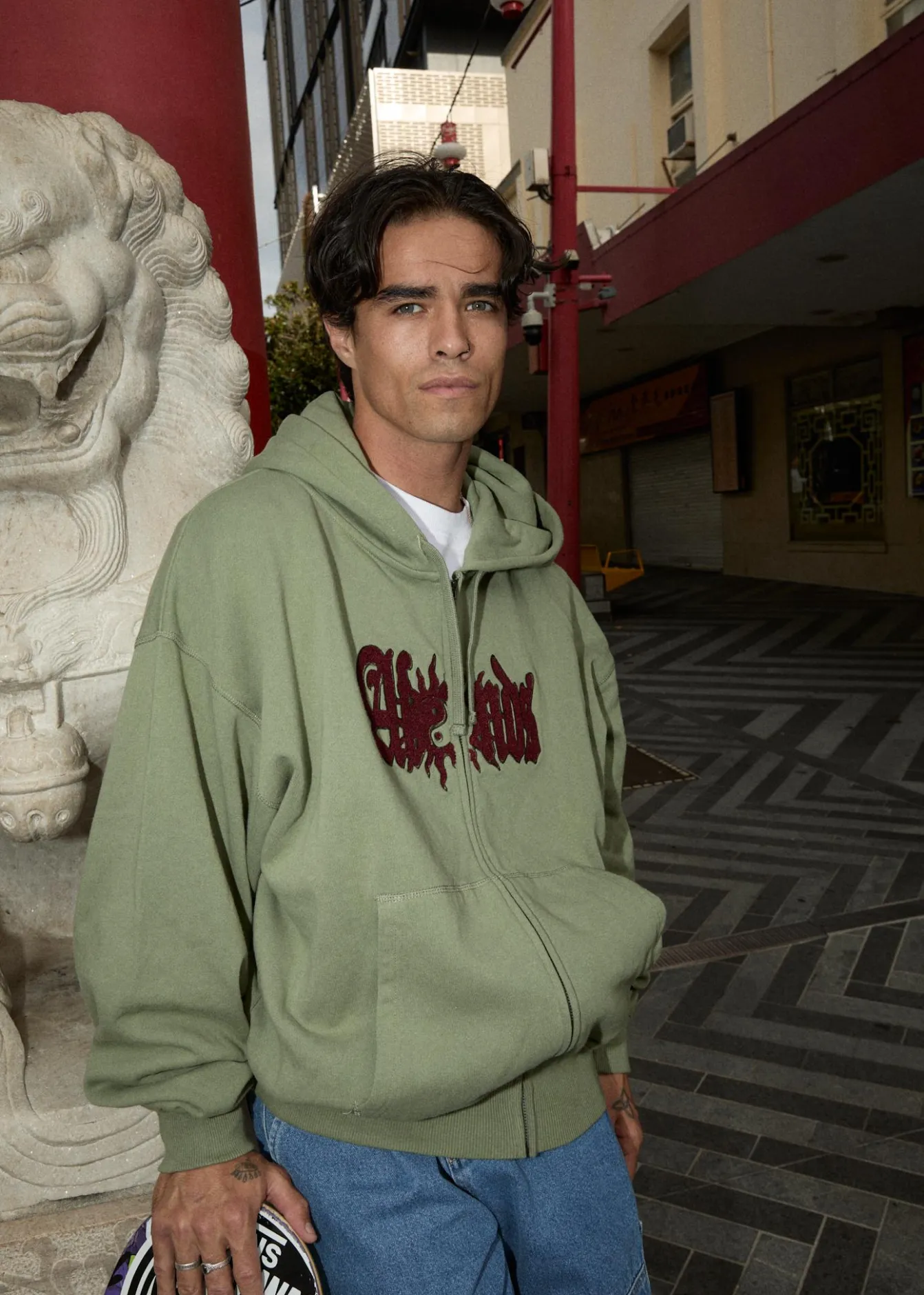 Sweaters & Hoodies<Afends Sun Bite - Zip Hood Oil Green
