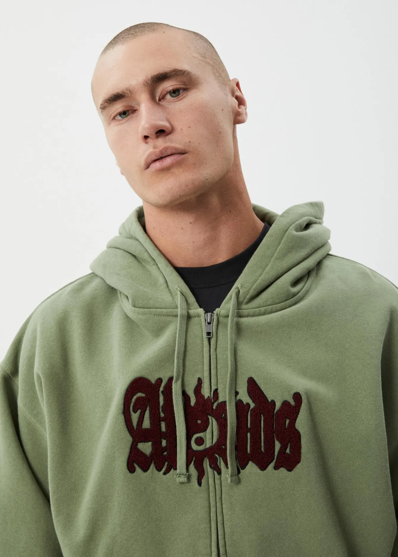 Sweaters & Hoodies<Afends Sun Bite - Zip Hood Oil Green
