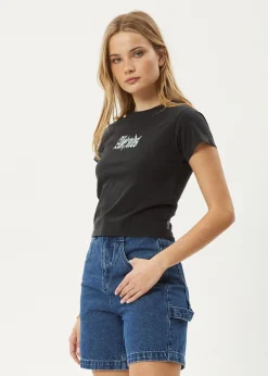 Tees & Shirts<Afends Sunbite  - Baby Tee Stone Black