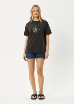 Tees & Shirts<Afends Sunny  - Oversized Tee Stone Black
