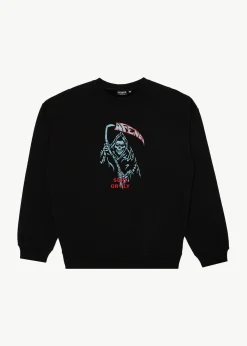 Sweaters & Hoodies<Afends Surf Or Fly  - Crew Neck Jumper Black