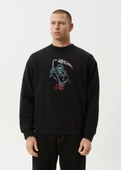 Sweaters & Hoodies<Afends Surf Or Fly  - Crew Neck Jumper Black