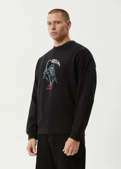 Sweaters & Hoodies<Afends Surf Or Fly  - Crew Neck Jumper Black