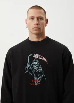 Sweaters & Hoodies<Afends Surf Or Fly  - Crew Neck Jumper Black