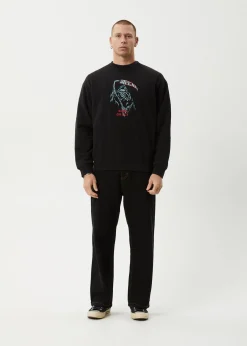 Sweaters & Hoodies<Afends Surf Or Fly  - Crew Neck Jumper Black