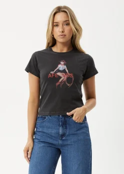 Tees & Shirts<Afends Sweet West  - Baby Tee Stone Black