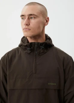 Jackets<Afends System  - Water Resistant Spray Anorak Jacket Coffee