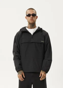 Jackets<Afends System  - Water Resistant Spray Anorak Jacket Black
