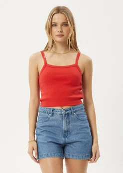 Sleeveless|Essentials<Afends Taylor  - Rib Singlet Tomato