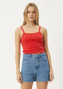 Sleeveless|Essentials<Afends Taylor  - Rib Singlet Tomato
