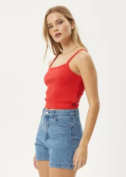 Sleeveless|Essentials<Afends Taylor  - Rib Singlet Tomato