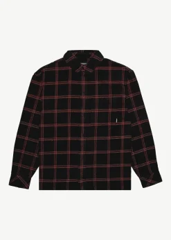 Shirts<Afends Terror  - Flannel Shirt Black Check
