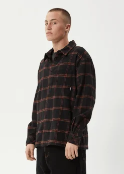 Shirts<Afends Terror  - Flannel Shirt Black Check
