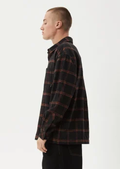 Shirts<Afends Terror  - Flannel Shirt Black Check