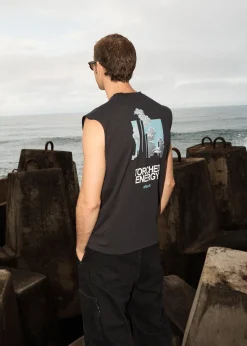 Sleeveless<Afends Torched Energy  - Sleeveless Tee Stone Black