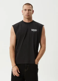Sleeveless<Afends Torched Energy  - Sleeveless Tee Stone Black