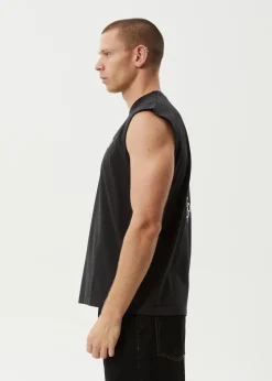Sleeveless<Afends Torched Energy  - Sleeveless Tee Stone Black