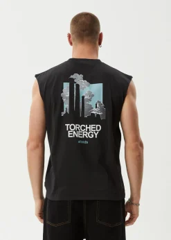 Sleeveless<Afends Torched Energy  - Sleeveless Tee Stone Black
