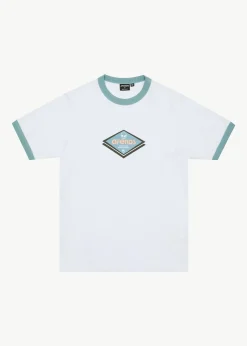 T-Shirts<Afends Tractorbeam  - Ringer Tee White
