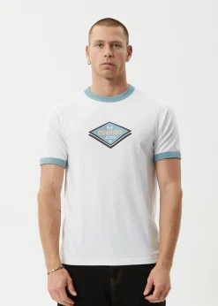T-Shirts<Afends Tractorbeam  - Ringer Tee White